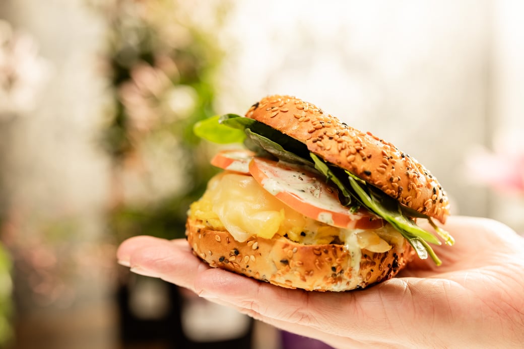 Egg, Cheese and Veggie Bagel