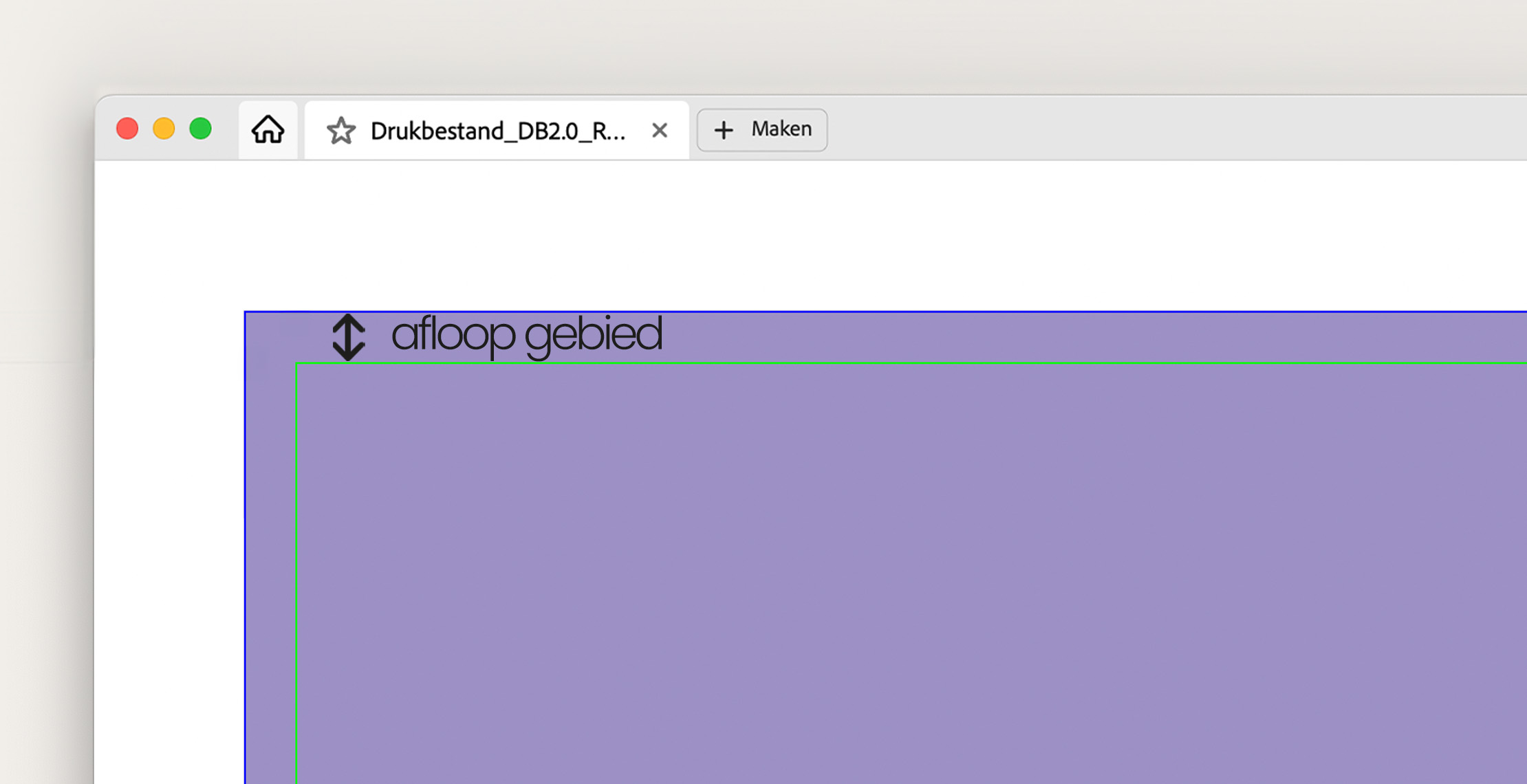 Afbeelding uitleg afloopgebied in drukwerkbestand met snijtekens