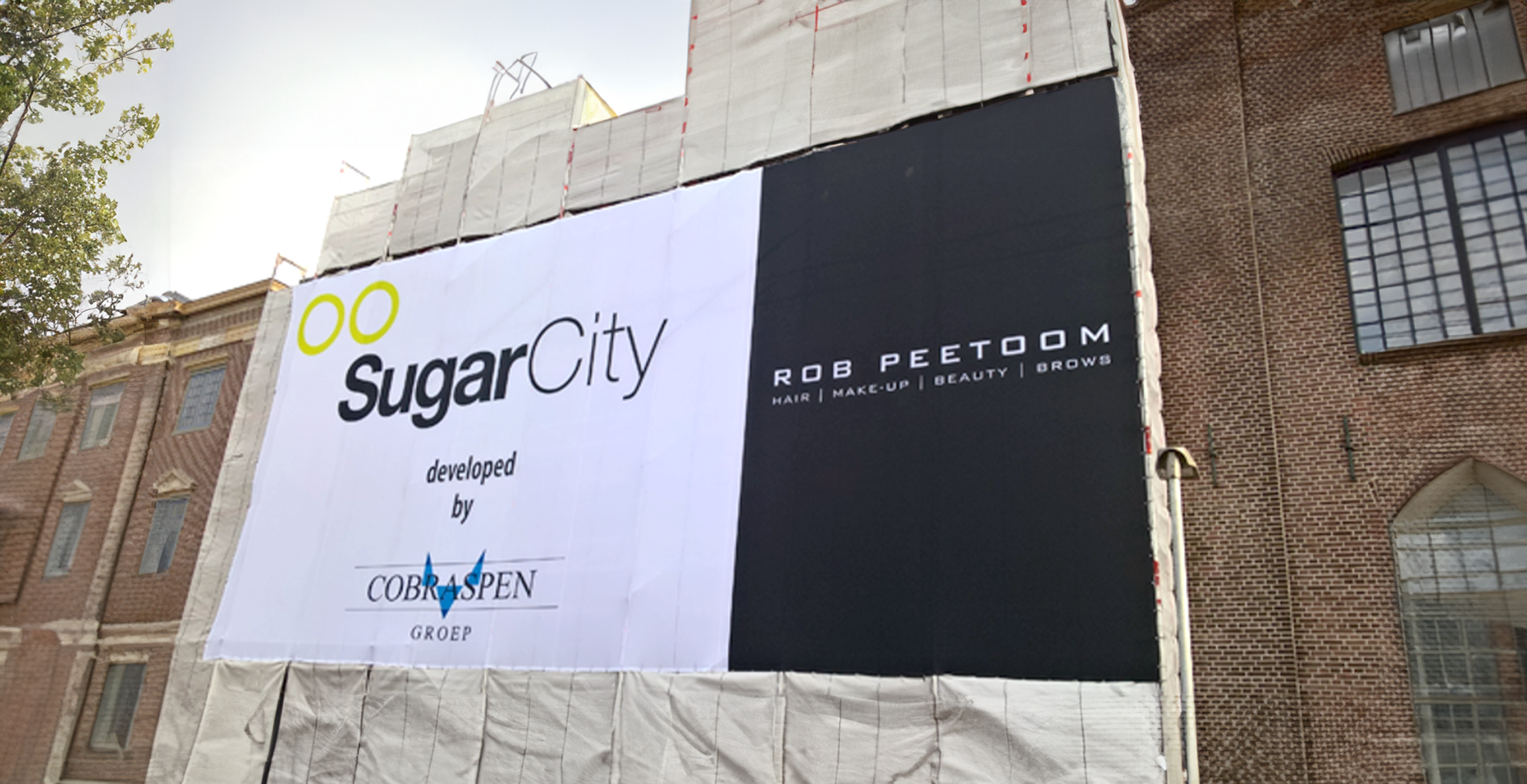 Frame banner sugarcity steigerframe met rob peetoom reclame amsterdam