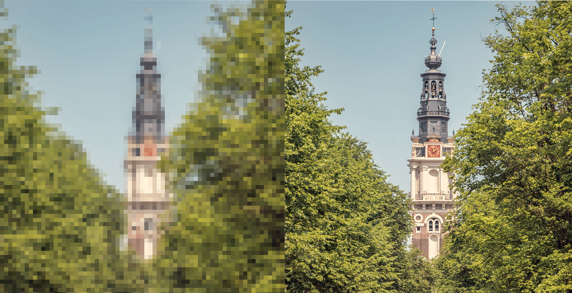 Foto van Amsterdam Zuiderkerk verschil in resolutie scherpte en DPI