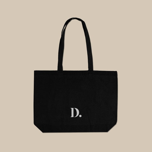 Zwarte shopper met logo bedrukken