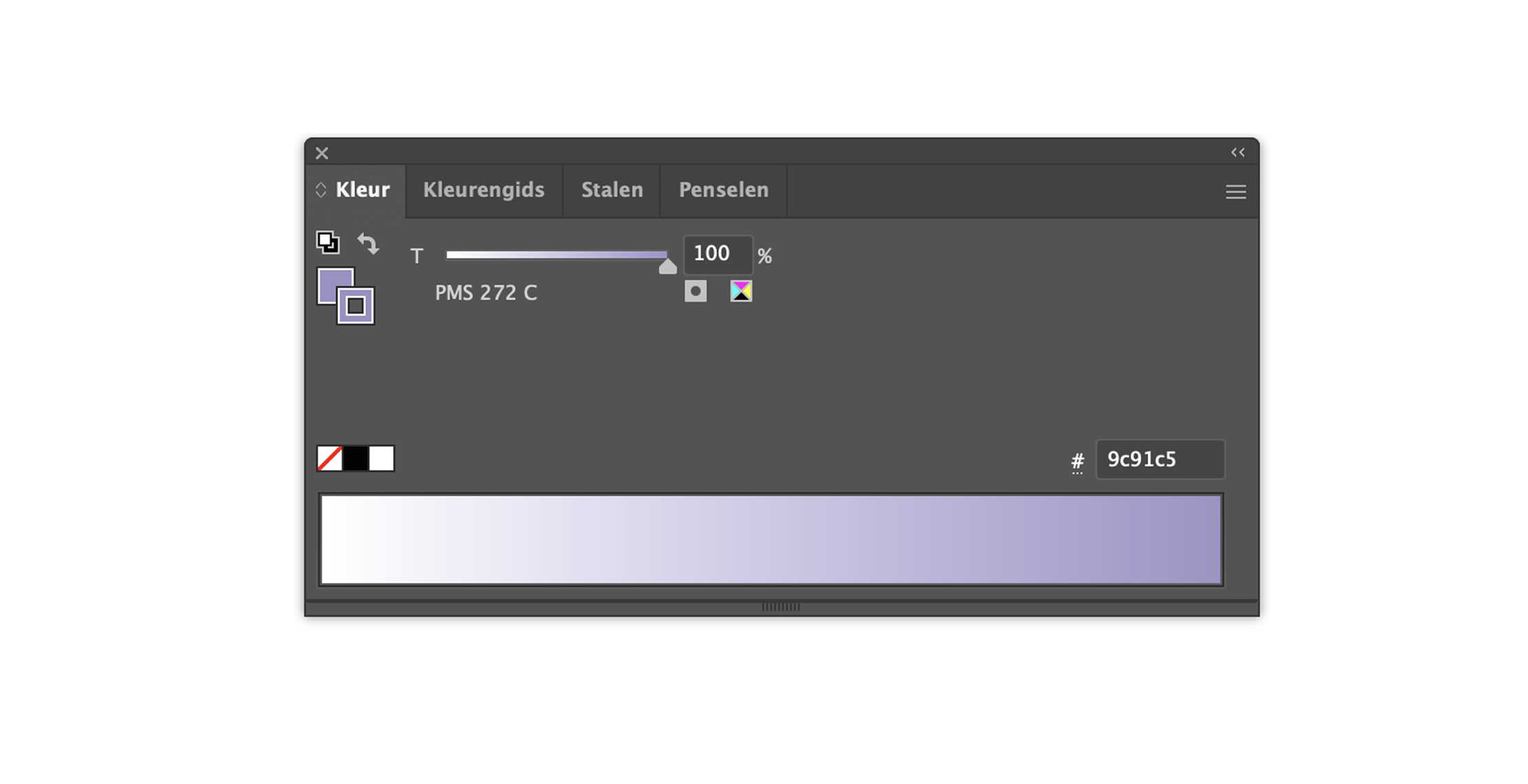 Opmaak van pantone kleuren in Adobe voorbeeld met paars
