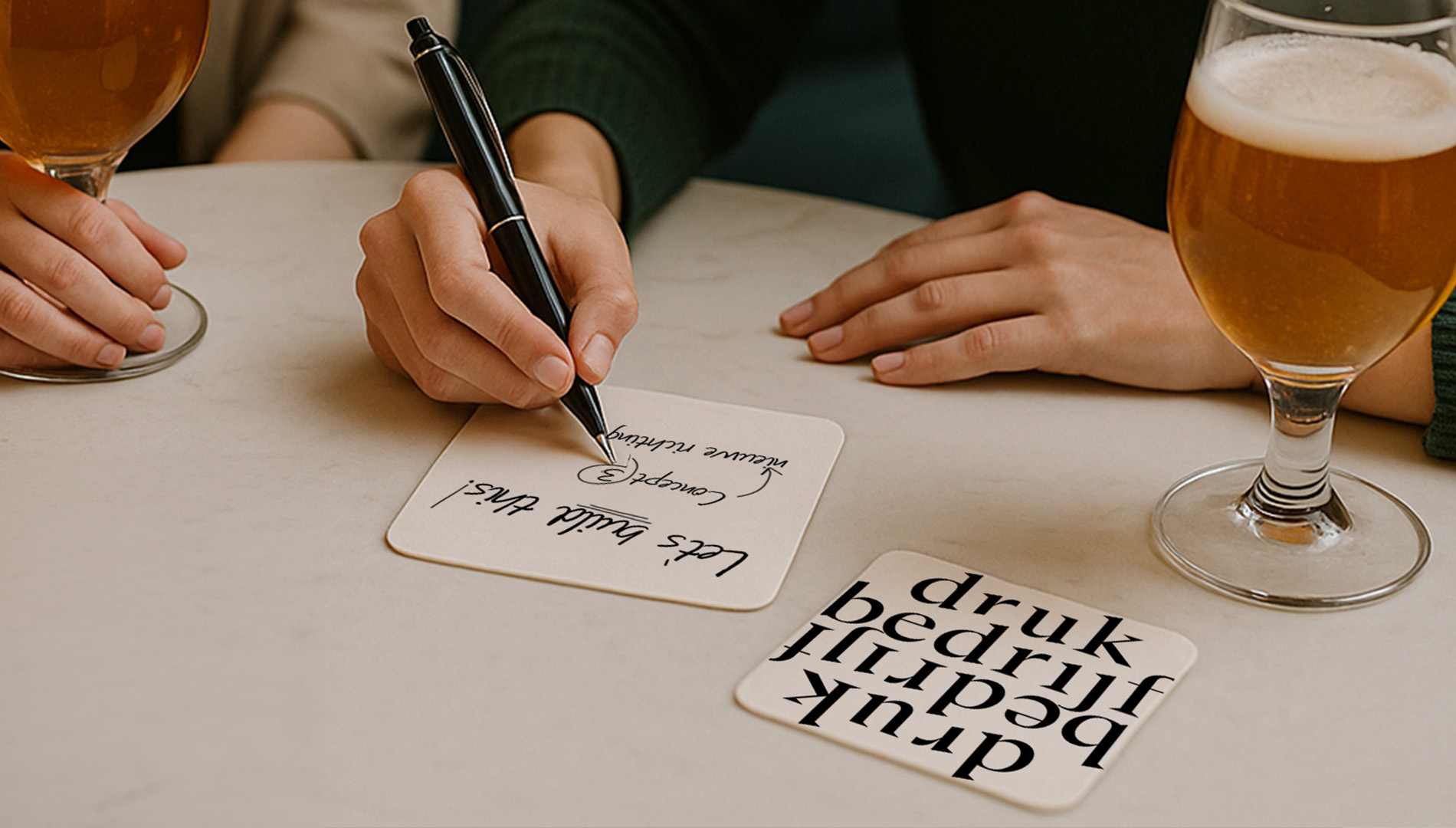 Creatieve ideeën beginnen op een bierviltje