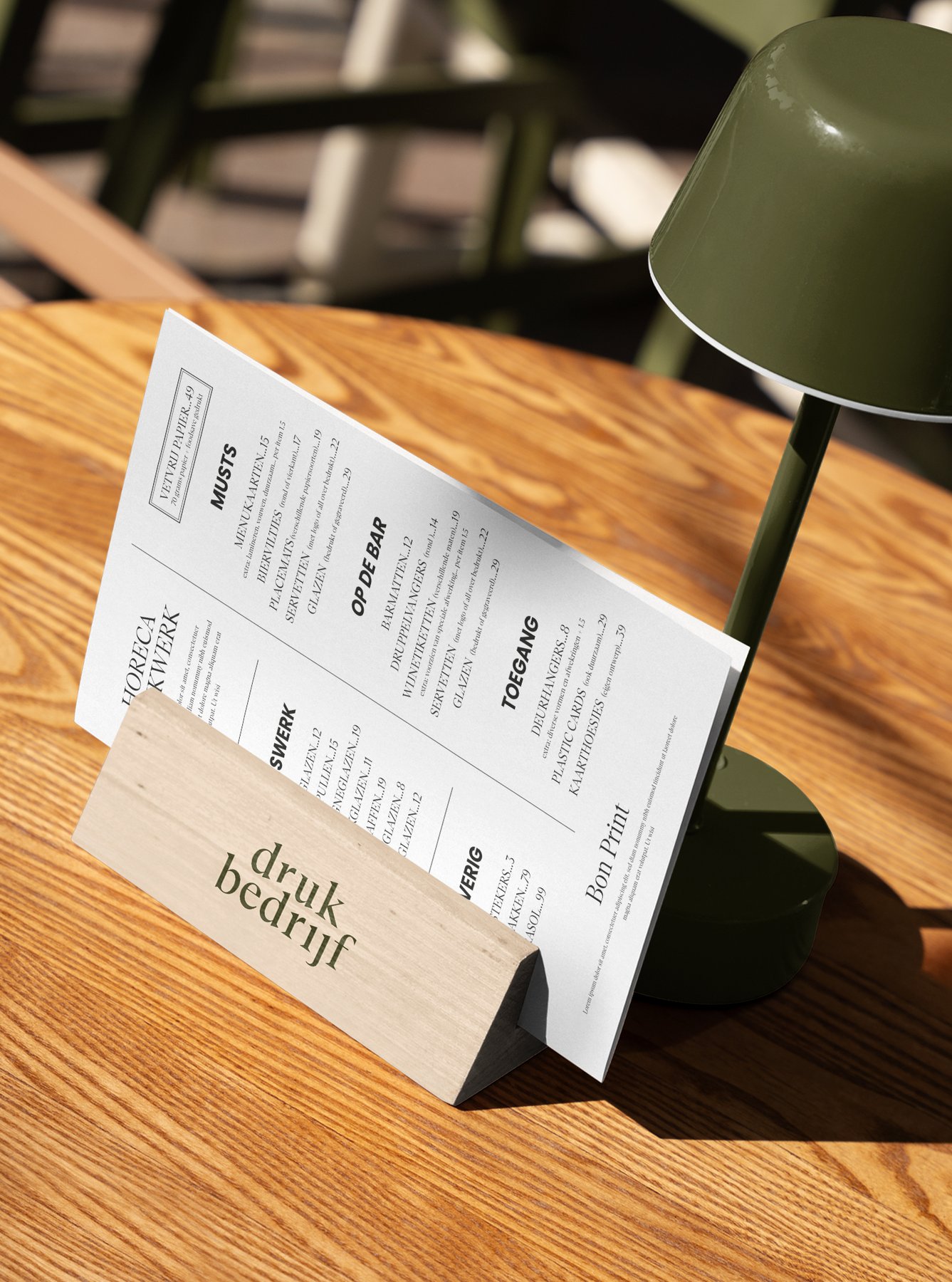 Horeca drukwerk bestellen bij Drukbedrijf