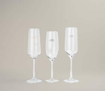 Champagne glazen bedrukken met eigen logo