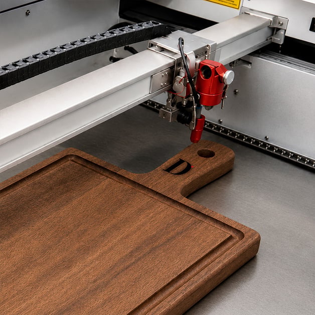 Gegraveerde borrelplank met handvat
