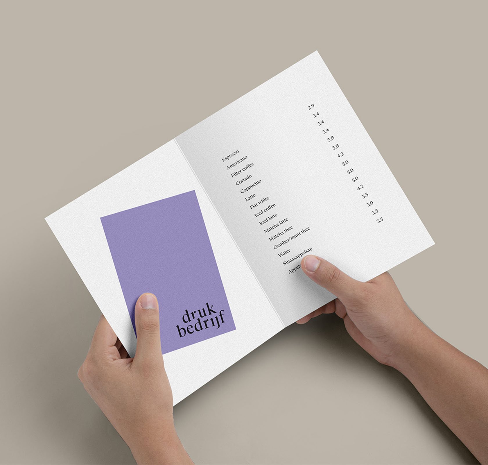 Gevouwen menukaarten drukken