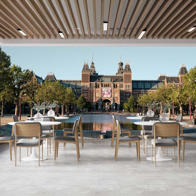 Opvallend fotobehang met bedrukte merknaam