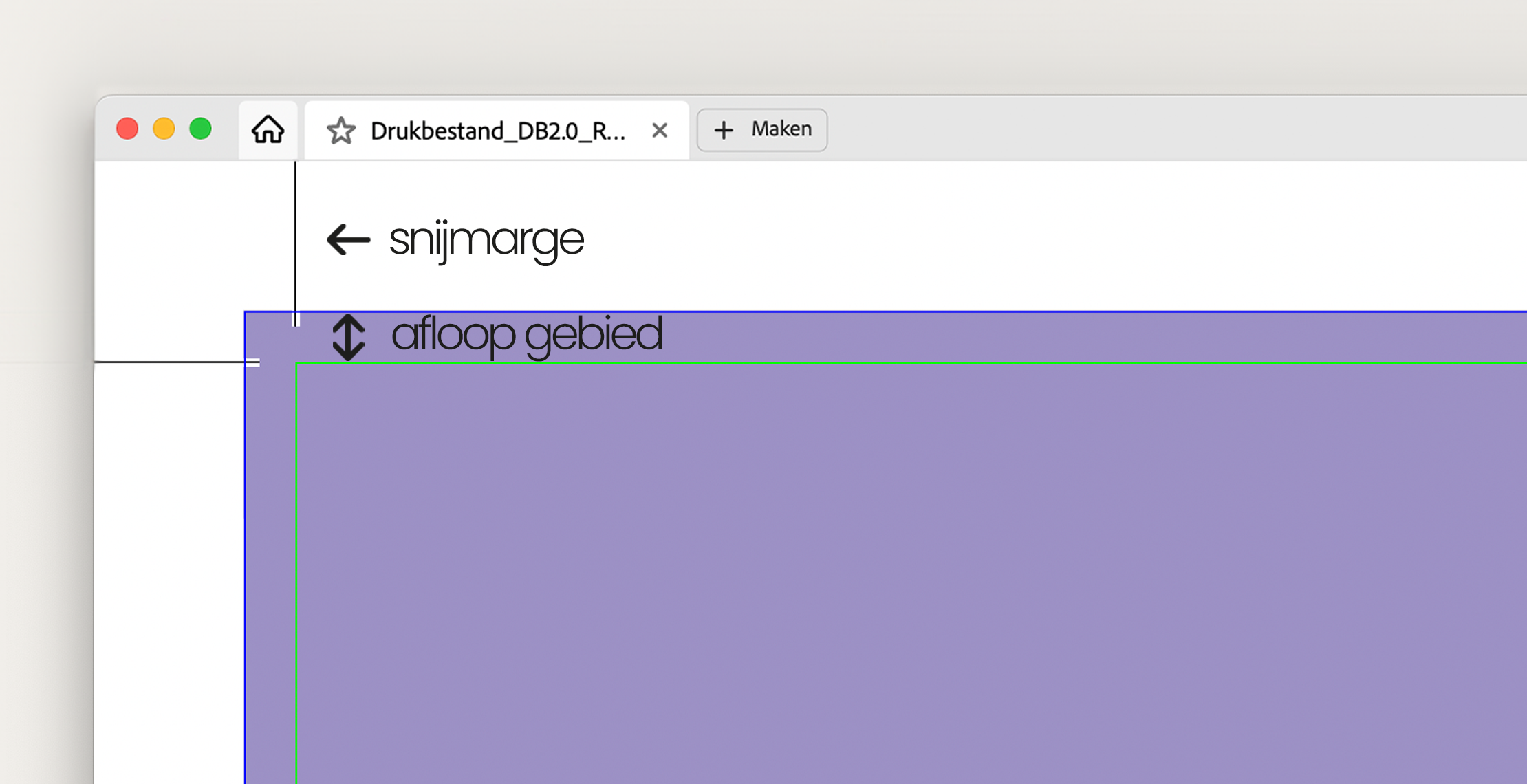 Schema met veiligheidsmarge en afloop voor correct drukwerk