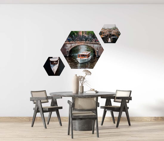 Foto op hexagon bedrukt met eigen afbeelding of logo