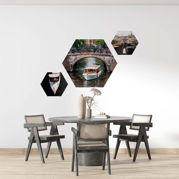 Foto op hexagon bedrukt met eigen afbeelding of logo