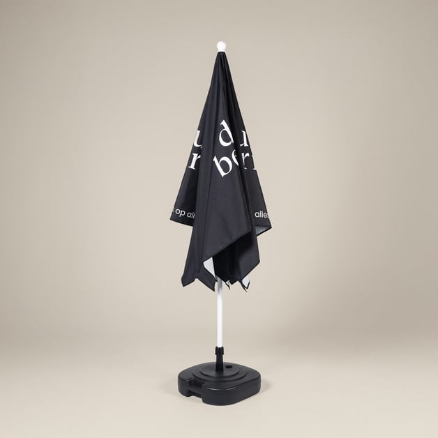 Bedrukte parasol met voet