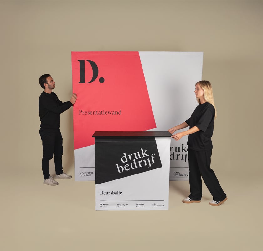 Beursdrukwerk presentatiewand en beurswand