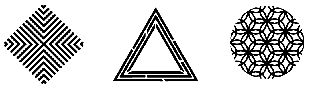 drie geometrische design vormen met geometrische patronen trending in 2017 