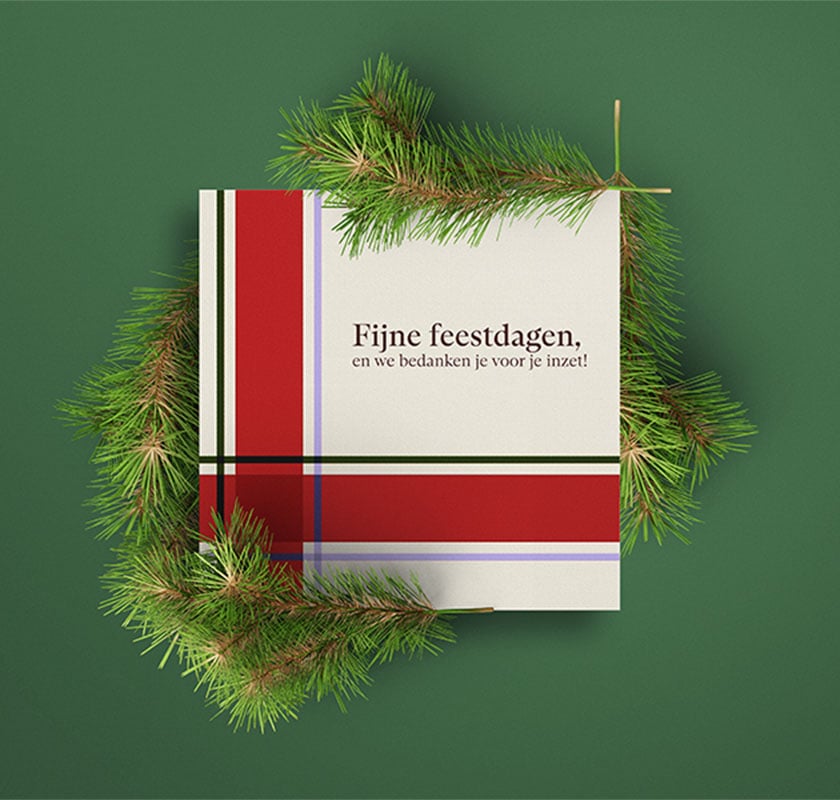 zakelijke kerstkaart in strakke stijl met subtiele feestelijke elementen