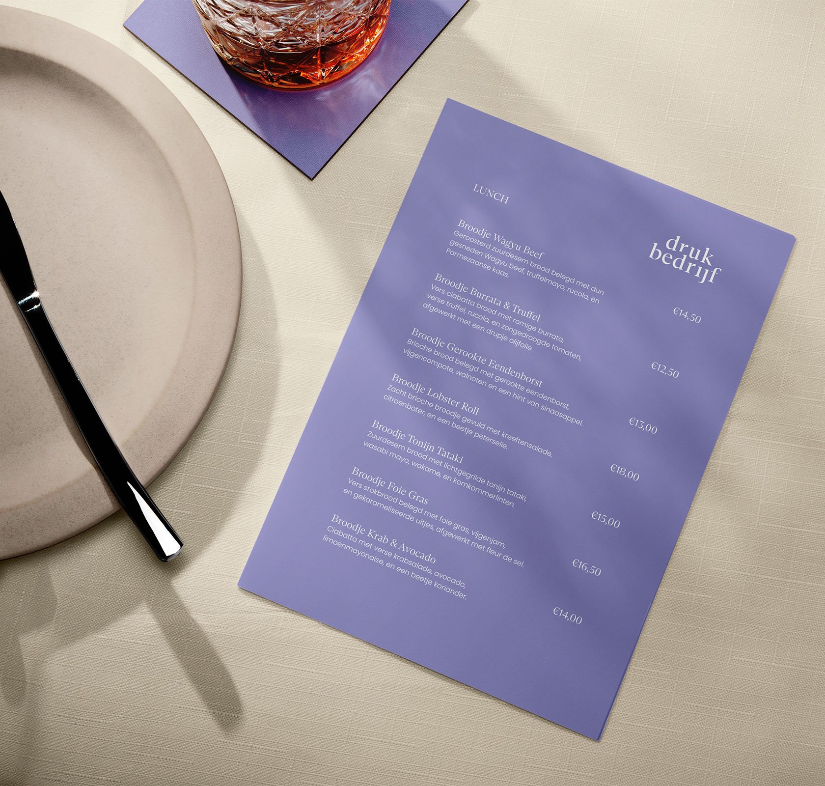 Formaat menukaart kiezen