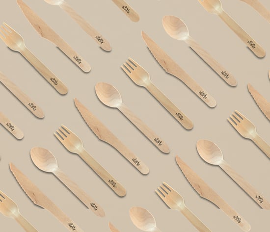 Houten bestek met logo