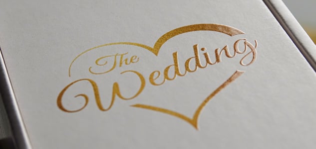 Glitter en glans scodix op trouwkaart