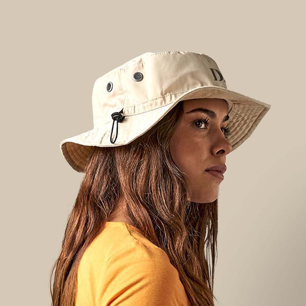 Duurzame bucket hat met bedrukte merknaam