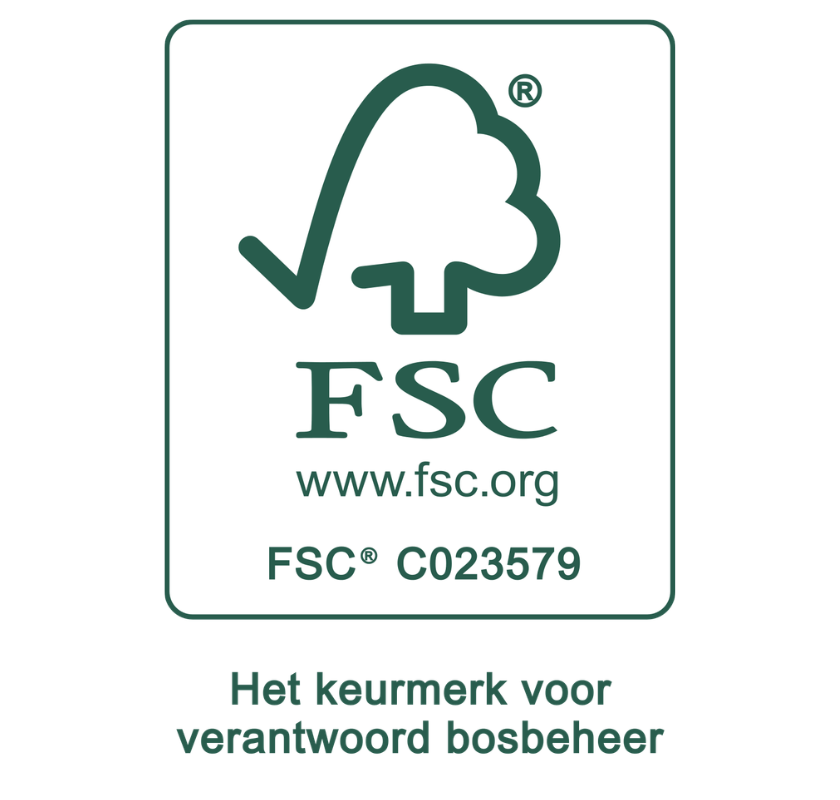 FSC-keurmerk met FSC-nummer zichtbaar 