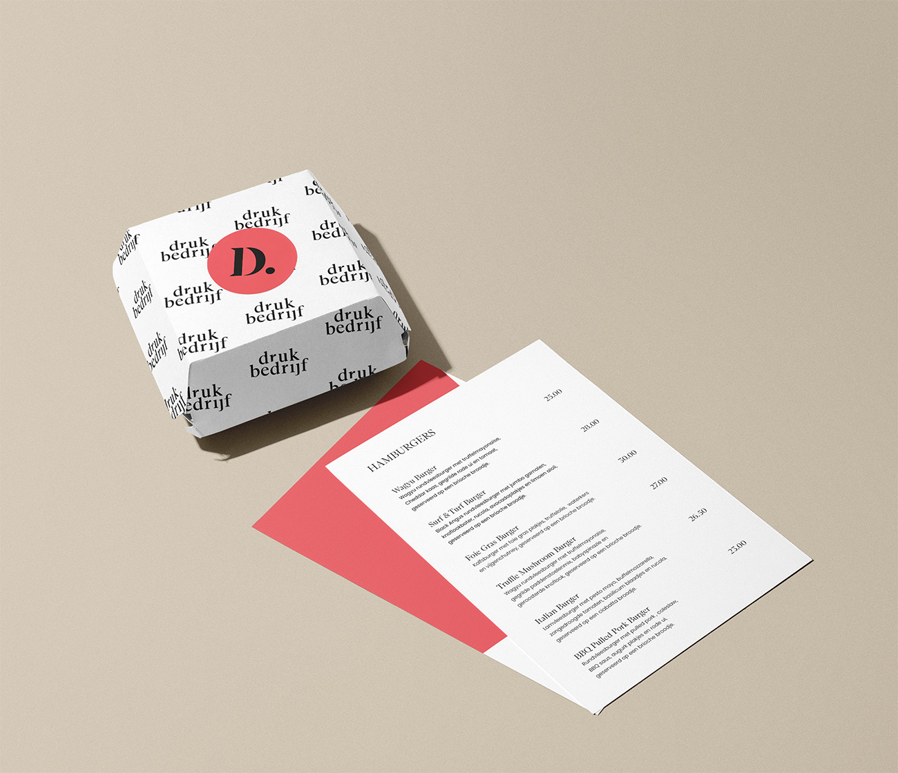 Ongevouwen menukaart