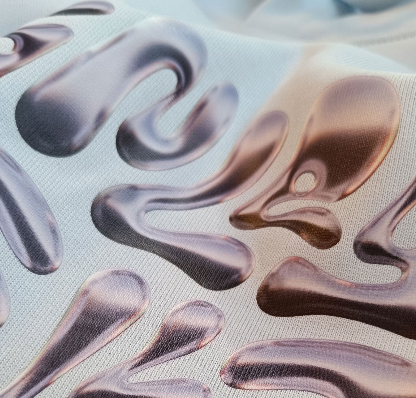 DTG bedrukking hoodie met liquid buble ontwerp