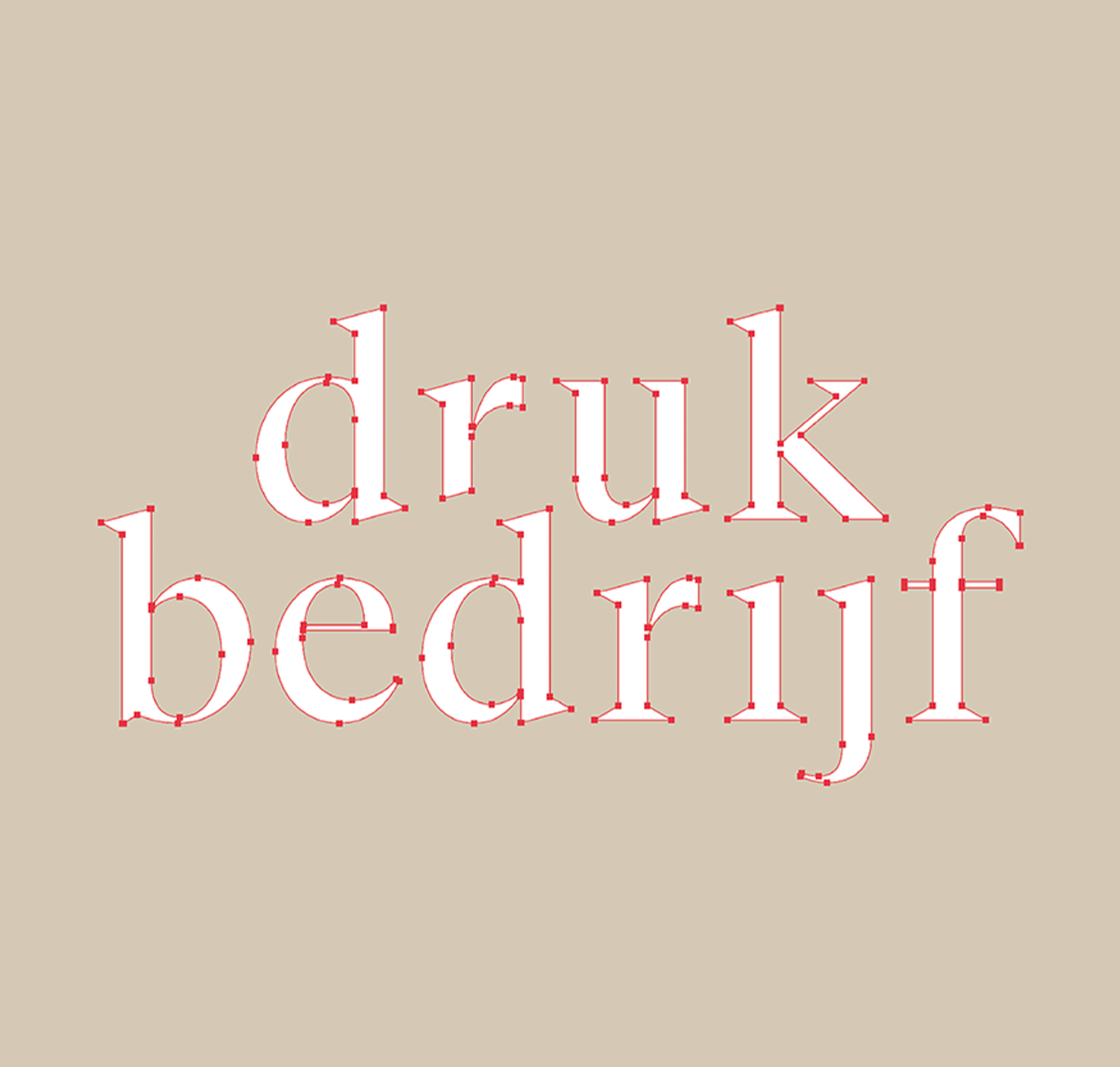 Lettercontouren van drukbedrijf visueel getoond