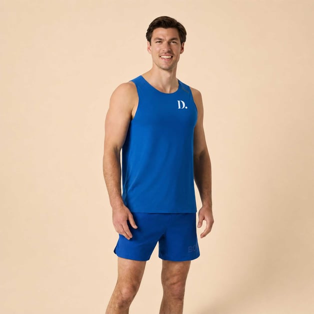 Blauwe tanktop bedrukken heren