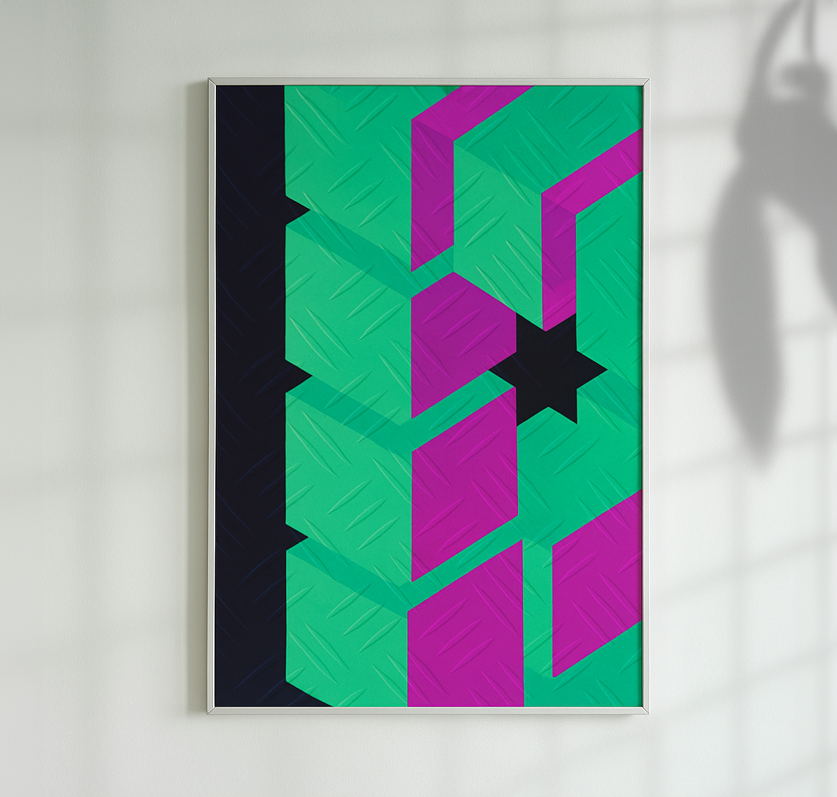 neon poster geprint overdag