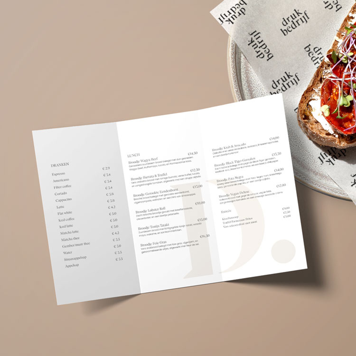 Menukaart drukken