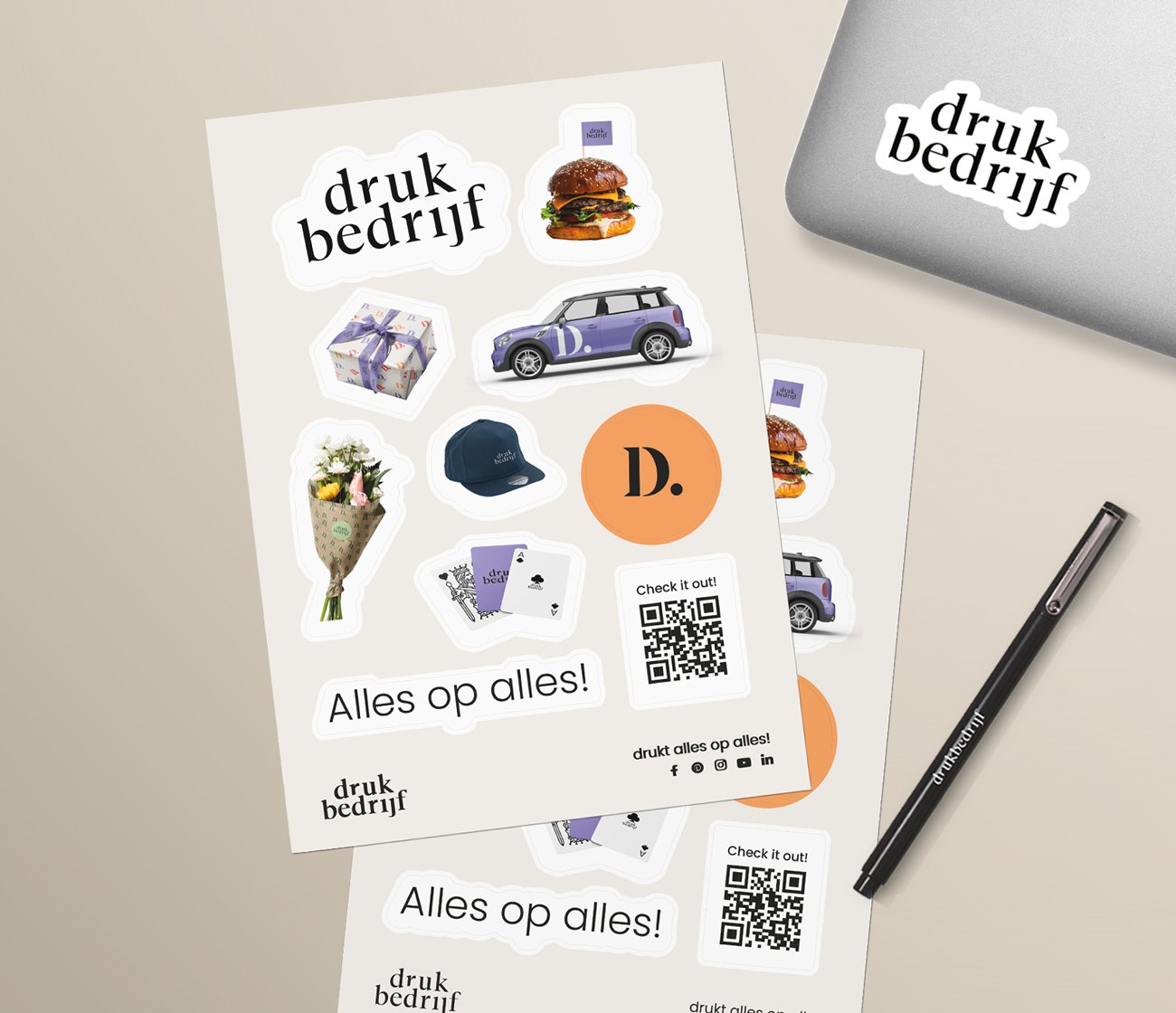 Vrije vorm stickers op vel bedrukken