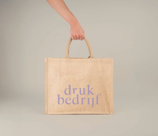Duurzame jute tas met bedrukte merknaam