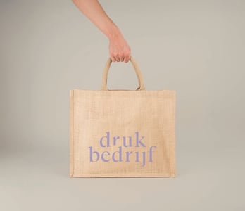 Duurzame jute tas met bedrukte merknaam