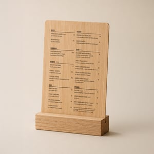 Display NFC menukaarten gemaakt van bamboe