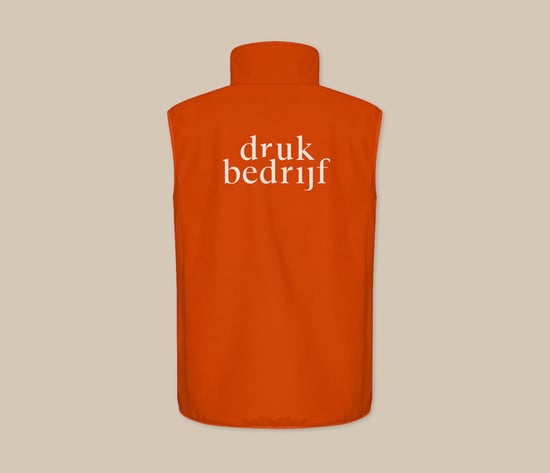 Duurzame softshell jas met bedrukte merknaam