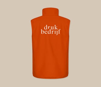 Duurzame softshell jas met bedrukte merknaam