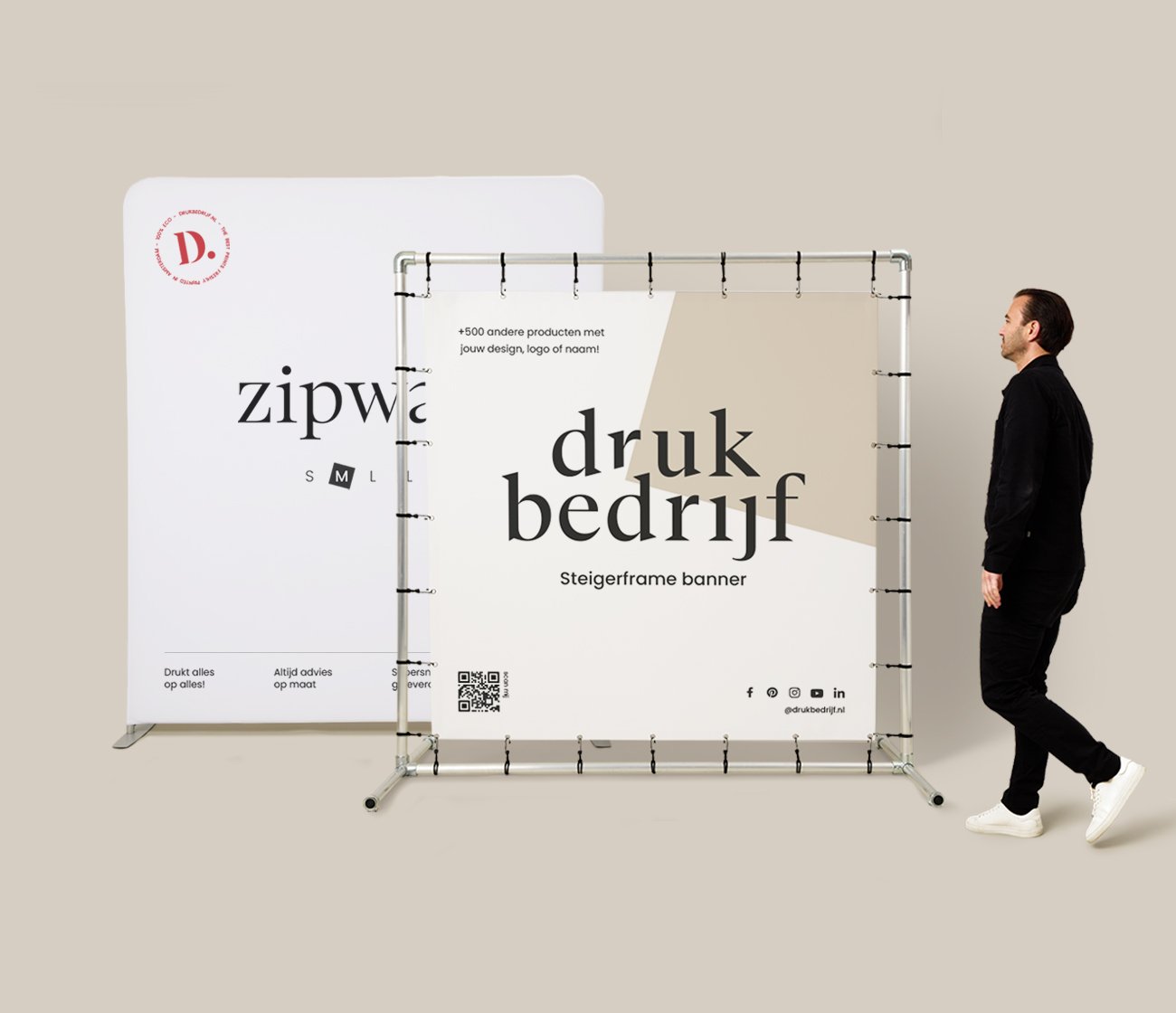 Beurswanden - Zipwall, Steigerframe banner, Pop-up wand, Textielframe