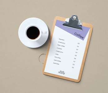 Bedrukt ongevouwen menu