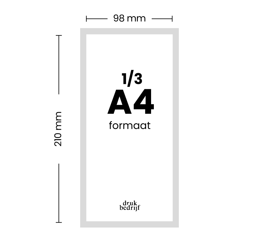 1/3 A4 Formaat (98 x 210 mm)