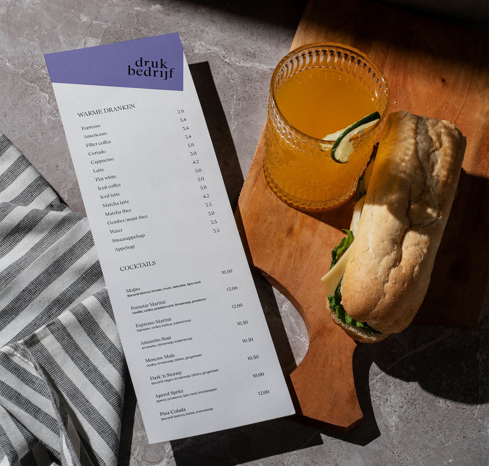 Menukaarten in alle vormen