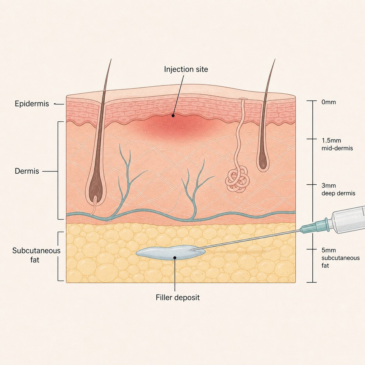 Hip Filler Injection Layer and Swelling Mechanism