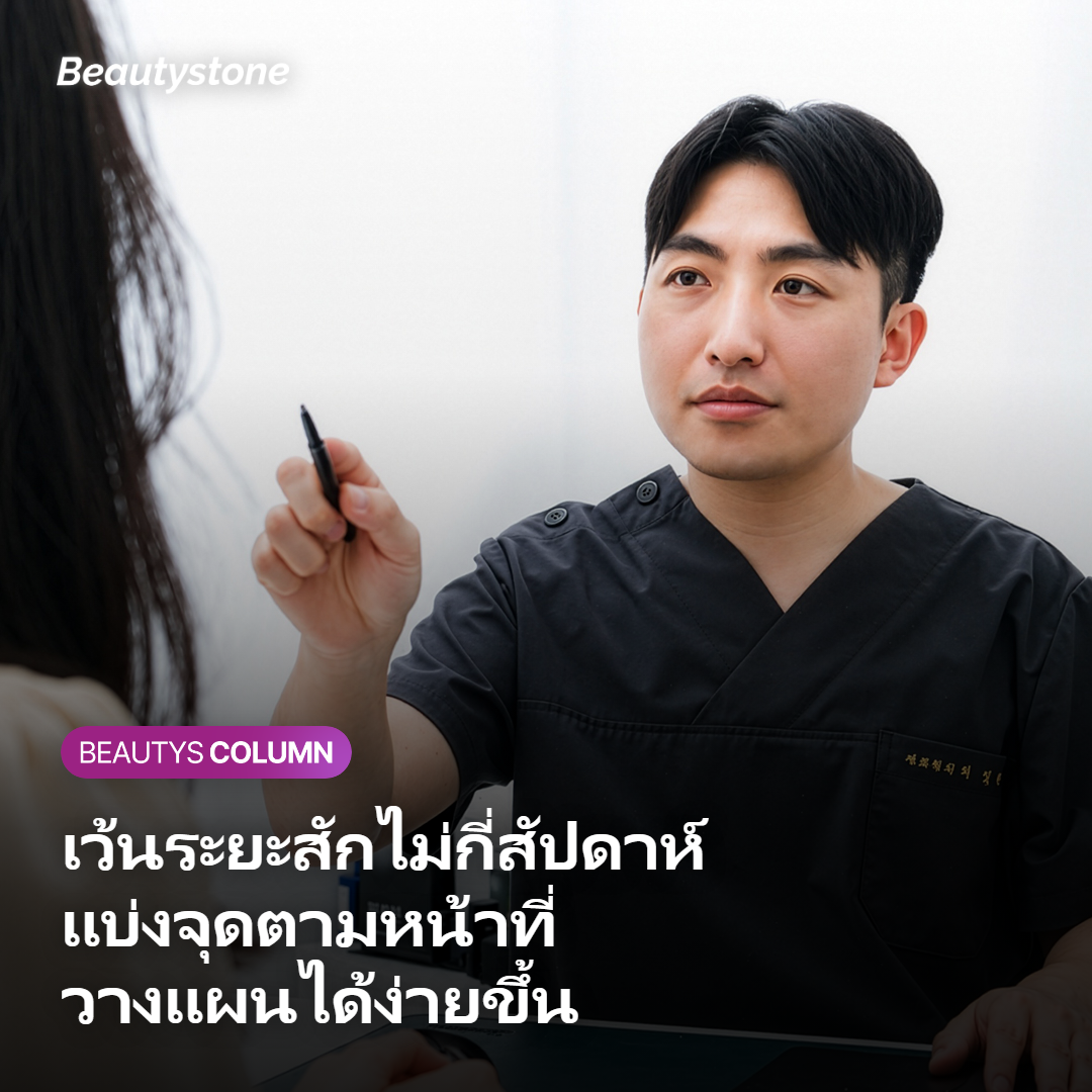 ภาพแสดงแนวทางระยะห่างและการแบ่งจุดของการเติมวอลลุ่มและดูแลเนื้อผิว