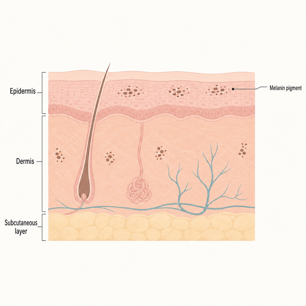 Epidermis vs. Dermis — how depth affects where pigmentation settles