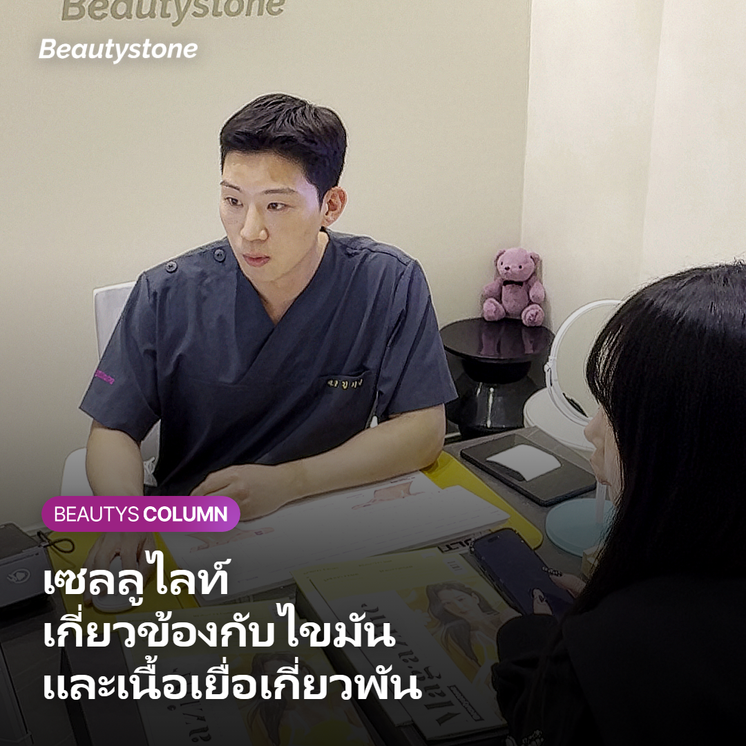 ภาพแสดงว่าเซลลูไลท์เกิดจากโครงสร้างของไขมันและเนื้อเยื่อเกี่ยวพัน