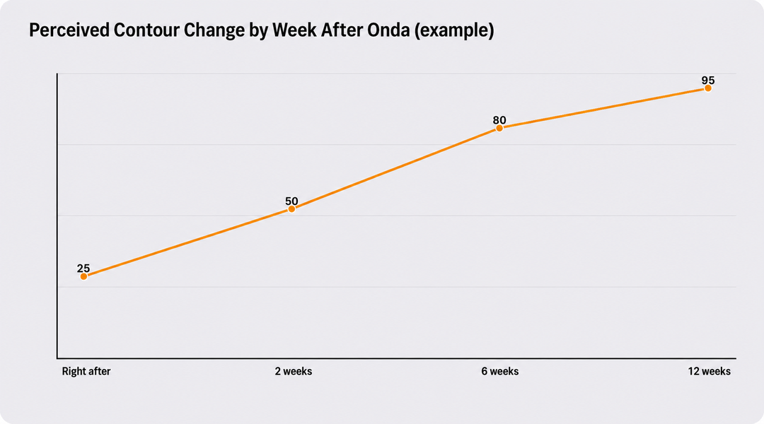 Example chart showing week-by-week changes in Facial Contour following Onda procedure