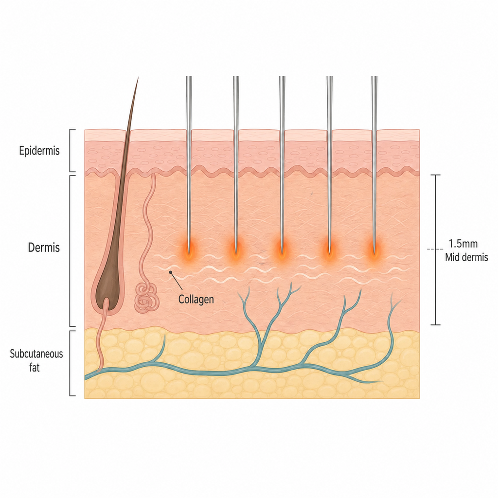 How micro-needles and RF heat stimulate the dermis