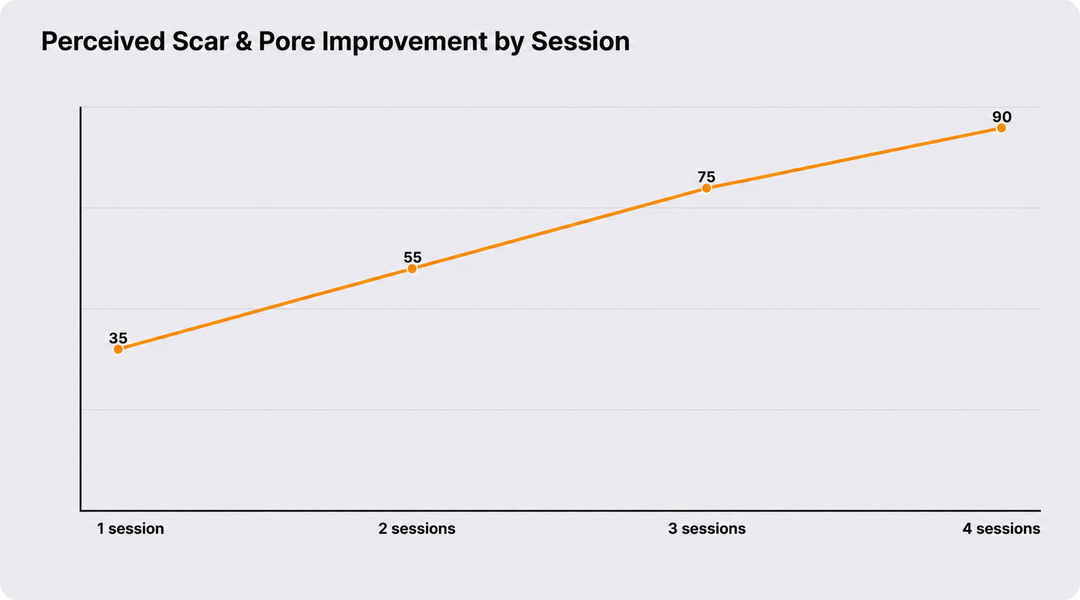 Perceived improvement in scars and pores by session number
