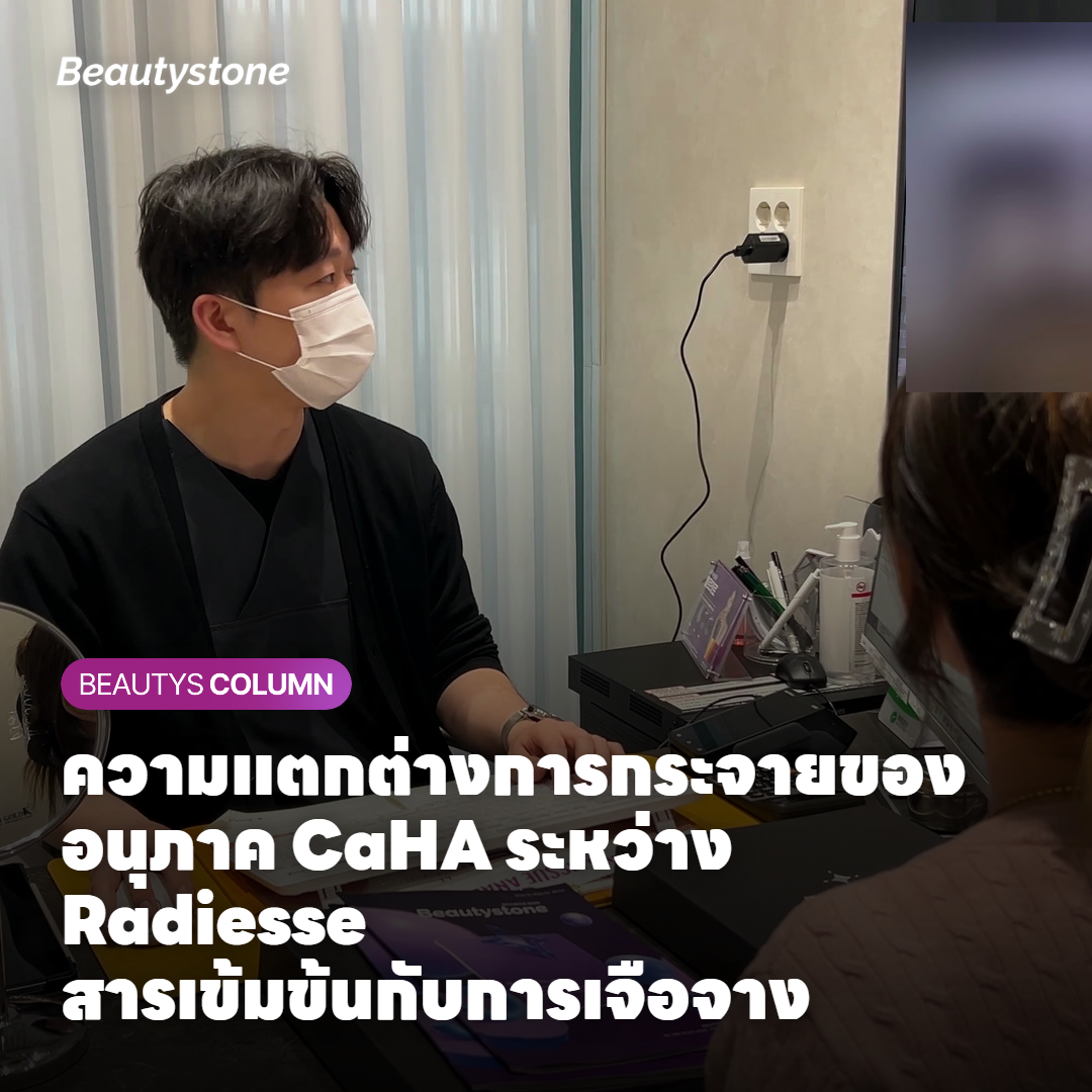 ความแตกต่างการกระจายของอนุภาค CaHA ระหว่าง Radiesse สารเข้มข้นกับการเจือจาง