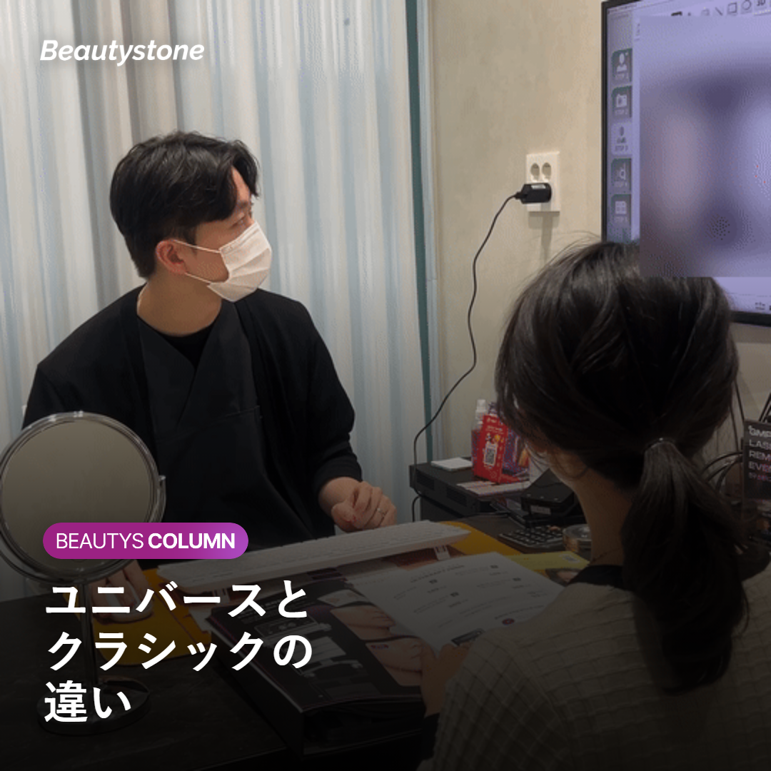 ユニバースとクラシックの照射方式の違いを示す図