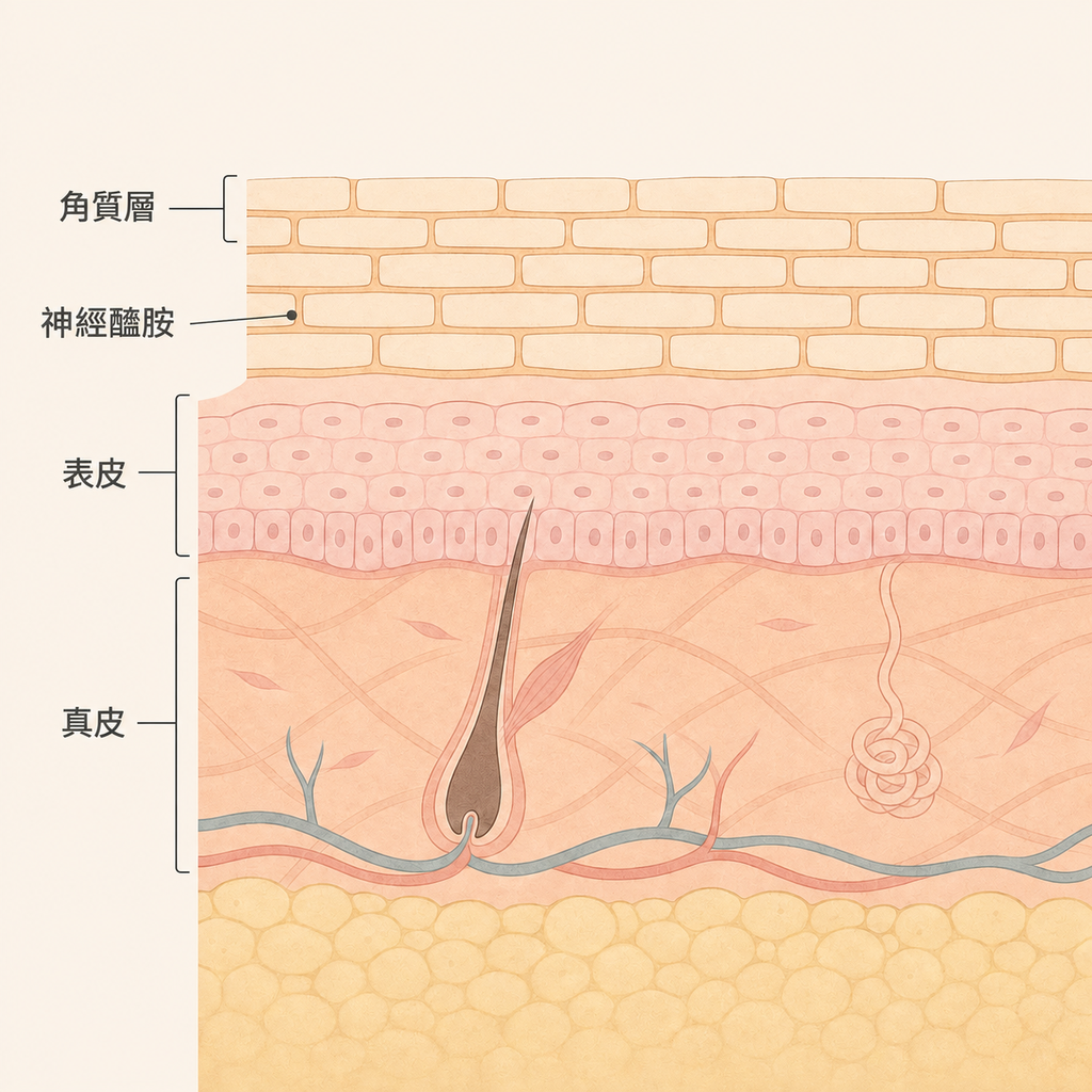 如磚牆與砂漿結構般的角質層與神經醯胺脂質